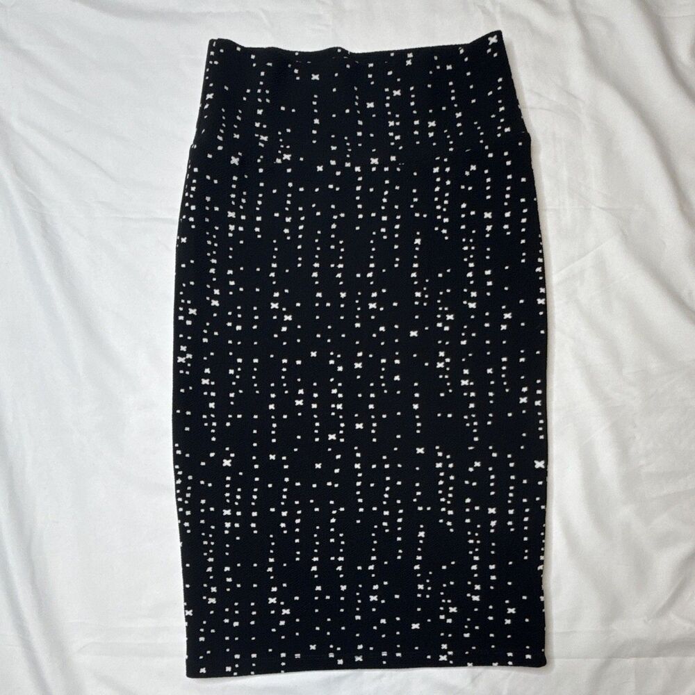 LuLaRoe Women’s XS Black/White Geometric Pull-On Pencil Skirt Knee Length